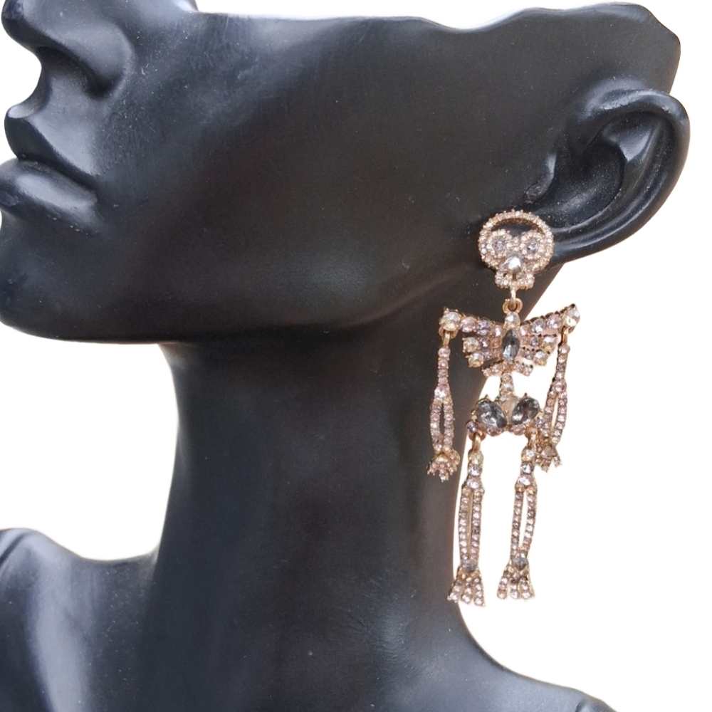 Dazzling Rhinestone Skeleton Dangle Earrings - St… - image 1